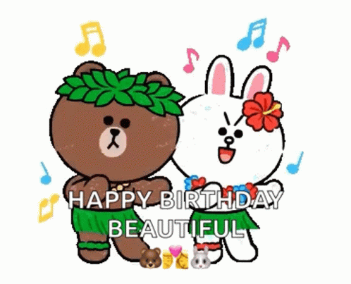 Happy Birthday In Hawaiian Cony And Brown GIF