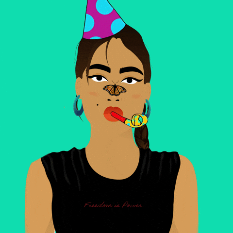 Happy Birthday In Hawaiian Party Horn GIF