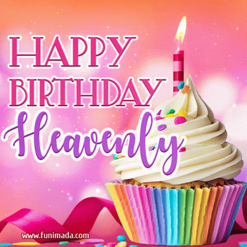 Happy Birthday In Heaven Cupcake With Candle GIF