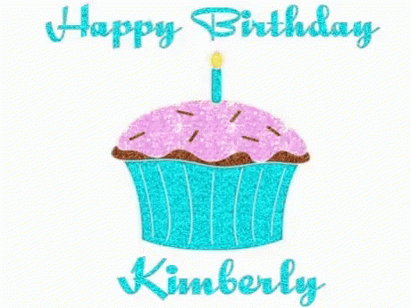Happy Birthday Kim Sparkling Cupcake GIF