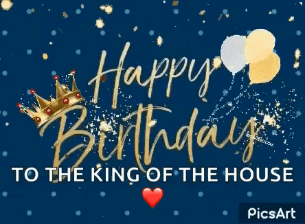 Happy Birthday King With Balloons and Crown