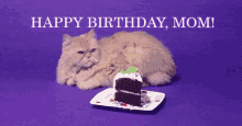 Happy Birthday Mom Cat And Cake GIF