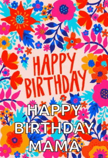 Happy Birthday Mom Colorful Flowers Design GIF
