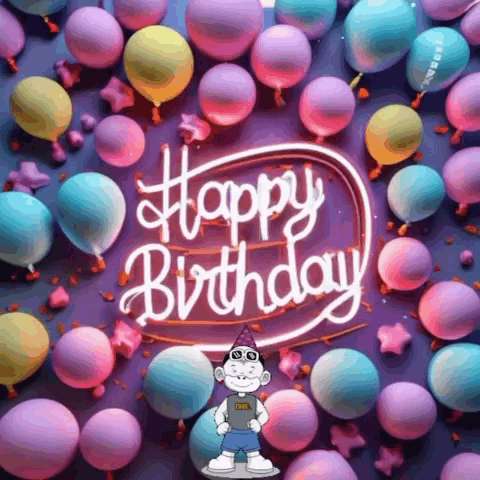Happy Birthday Monkey and Balloons