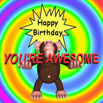 Happy Birthday Monkey Fronting On Rainbow Colors GIF