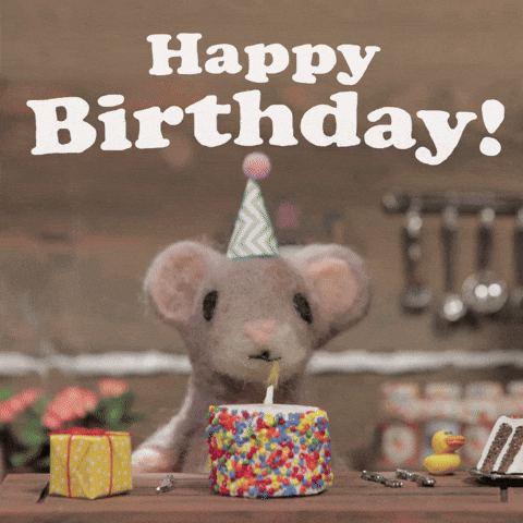 Happy Birthday Mouse Blowing Candle GIF