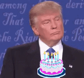Happy Birthday Mr President Trump Blowing Cake GIF