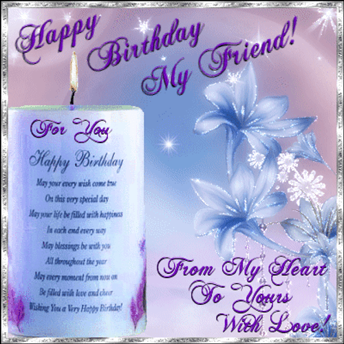 Happy Birthday My Friend Violet Candle GIF