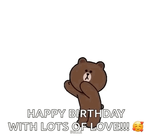 Happy Birthday My Love Bear Burried With Hearts GIF