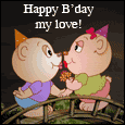 Happy Birthday My Love Kissing Pig Couple GIF