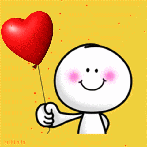 Happy Birthday My Love Stickman Heart Balloon GIF
