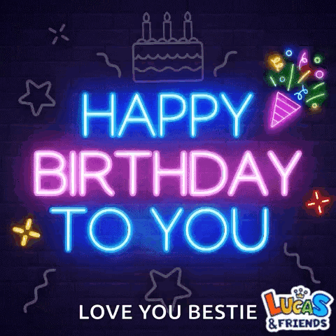 Happy Birthday Neon Sign with Cake