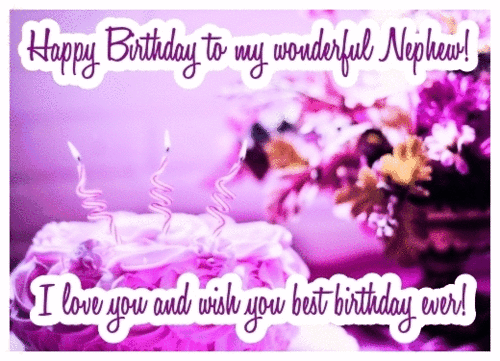 Happy Birthday Nephew I Love You Pink Greeting GIF