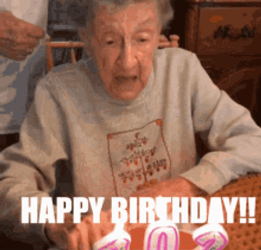 Happy Birthday Old Lady Funny Dentures Falling GIF