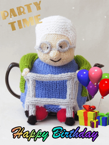 Happy Birthday Old Man Cute Figurine GIF
