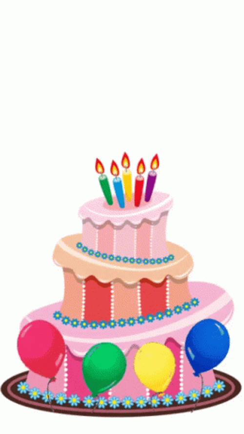 Happy Birthday Pink Layered Cake GIF