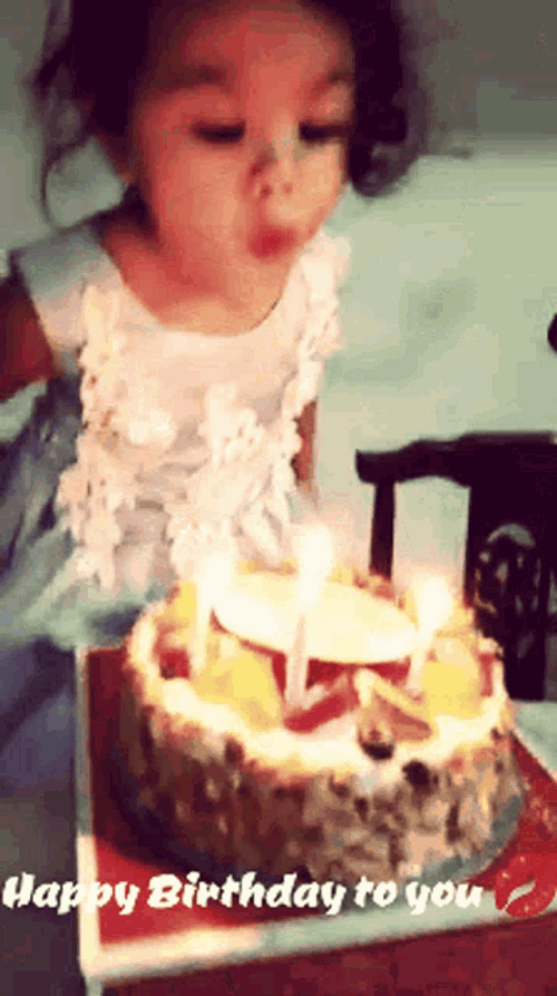 Happy Birthday Princess Cute Blowing Candles Cake GIF