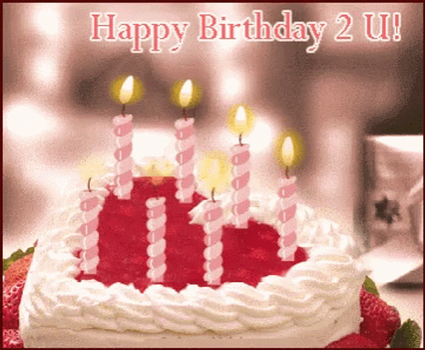 Happy Birthday Princess Heart Cake Candles GIF