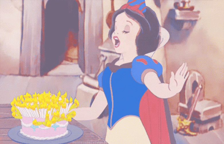 Happy Birthday Princess Snow White Blow Candles GIF