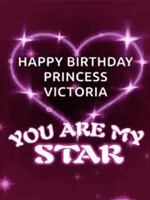 Happy Birthday Princess Sparkling Heart Star GIF