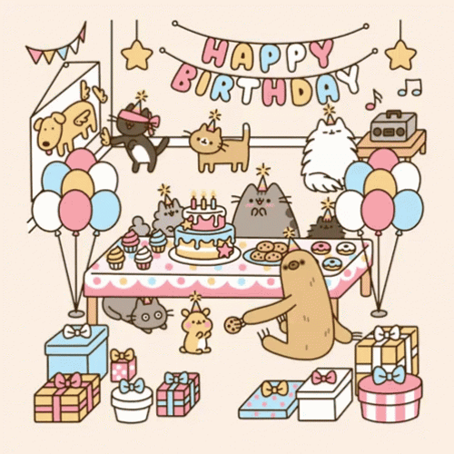 Happy Birthday Pusheen Cat GIF