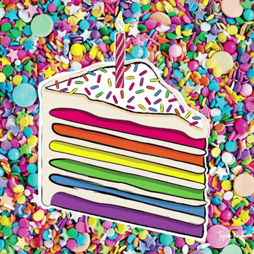 Happy Birthday Rainbow Cake GIF
