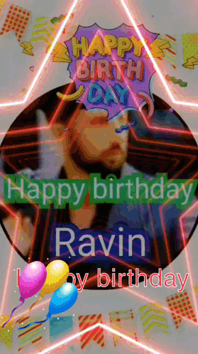 Happy Birthday Ravin Balloons GIF