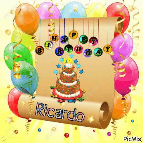 Happy Birthday Ricardo Colorful Text GIF