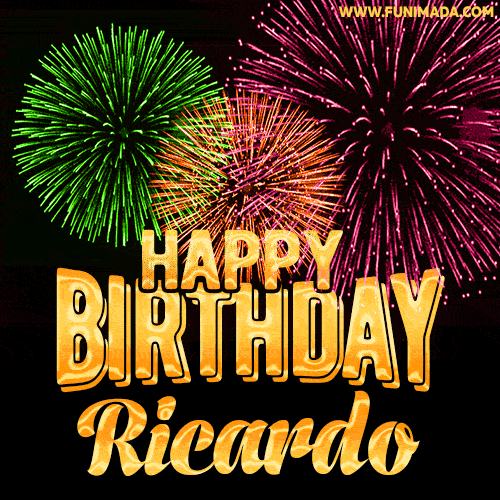 Happy Birthday Ricardo Fireworks Background GIF