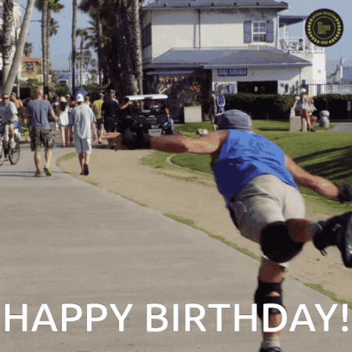 Happy Birthday Roller Skating Tricks GIF