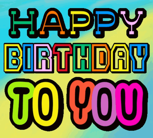 Happy Birthday Sign On Blue And Yellow GIF