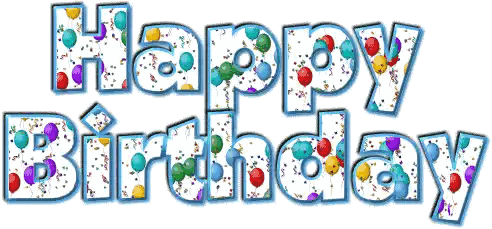Happy Birthday Sign With Balloons and Confetti