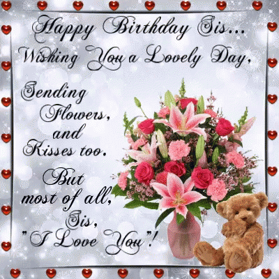 Cute Happy Birthday Sis Heart Bear GIF