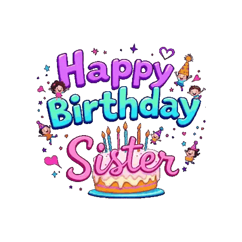 Happy Birthday Sister Card With Cake