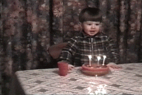 Happy Birthday Sister Funny Meme Kid Blowing Candles GIF