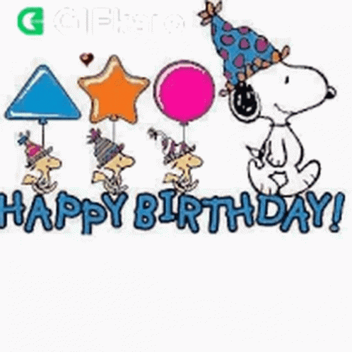 Happy Floating Balloons On Snoopy Birthday GIF