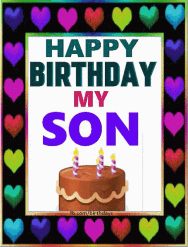 Happy Birthday Son Heart Border GIF