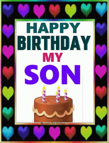 Happy Birthday Son Text Zooming In Out GIF