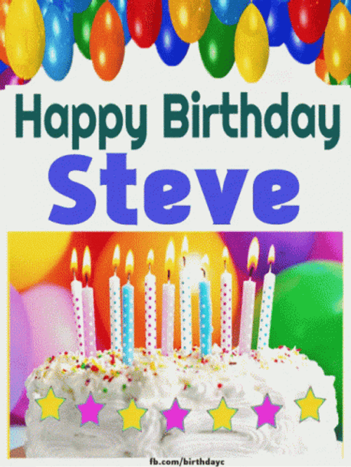 Happy Birthday Steve Colorful Balloons And Cake