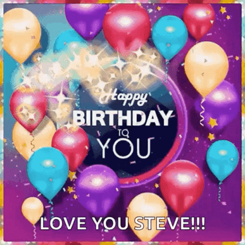 Happy Birthday Steve Spinning Crystals GIF