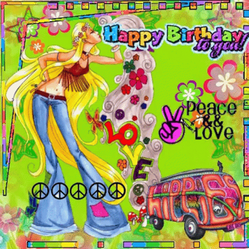 Happy Birthday to You Hippie Girl Card
