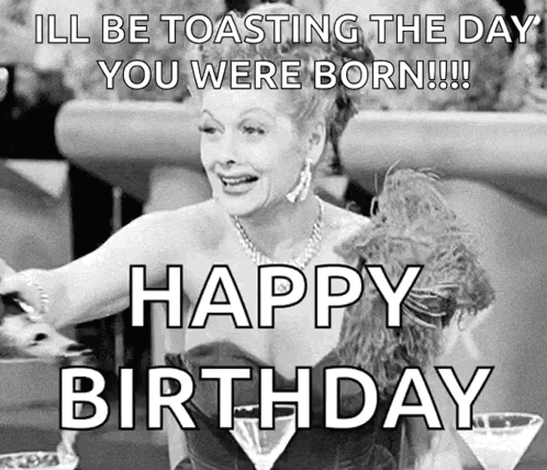 Happy Birthday Toasting Woman GIF