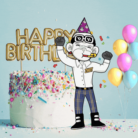 Happy Birthday Uncle Falling Confetti Monkey Celebrating GIF