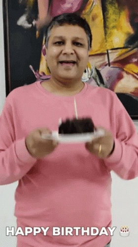 Happy Birthday Uncle Presenting Yummy Cake GIF