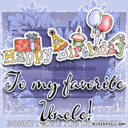 Happy Birthday Uncle Shimmering Graphics Design GIF