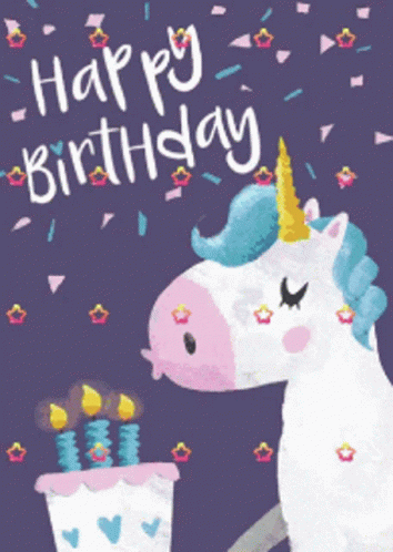 Happy Birthday Unicorn Blowing Candles GIF