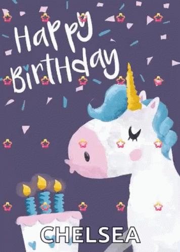Happy Birthday Unicorn Chelsea Blowing Candles GIF