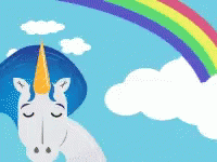 Happy Birthday Unicorn Flying Above GIF