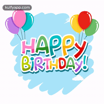Happy Birthday Unicorn Flying Balloons GIF