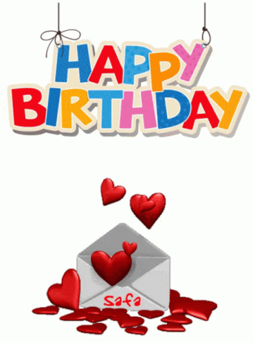 Happy Birthday Wife Sending Hearts GIF